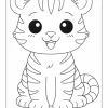 Cute Tiger Coloring Page for Kids